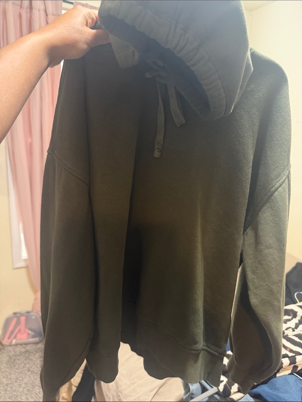 Zara Classic Olive Green Women's Hoodie Sweatshirt- medium